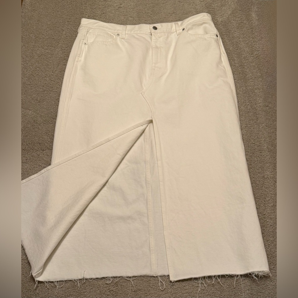 Madewell Women’s 33 The Rilee Denim Midi Skirt In Tile White - NWT - Picture 6 of 11
